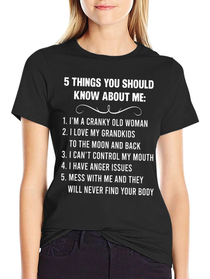Cranky Old Woman T-Shirt - Humorous Graphic Tee