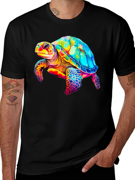 Vibrant Turtle Graphic Tee - Unique Colorful Sea Life Design