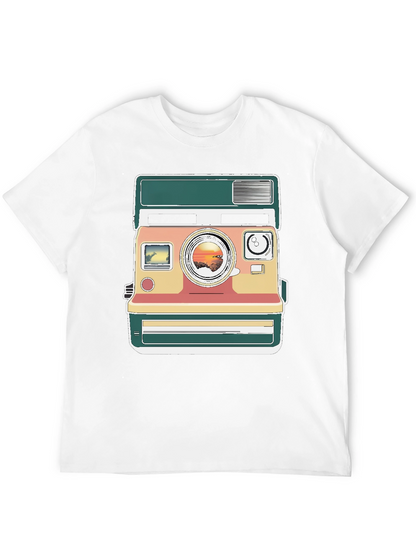 Retro Camera Graphic Tee - Trendy Mens Black T-Shirt