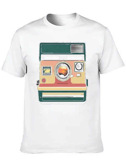 Retro Camera Graphic Tee - Trendy Mens Black T-Shirt