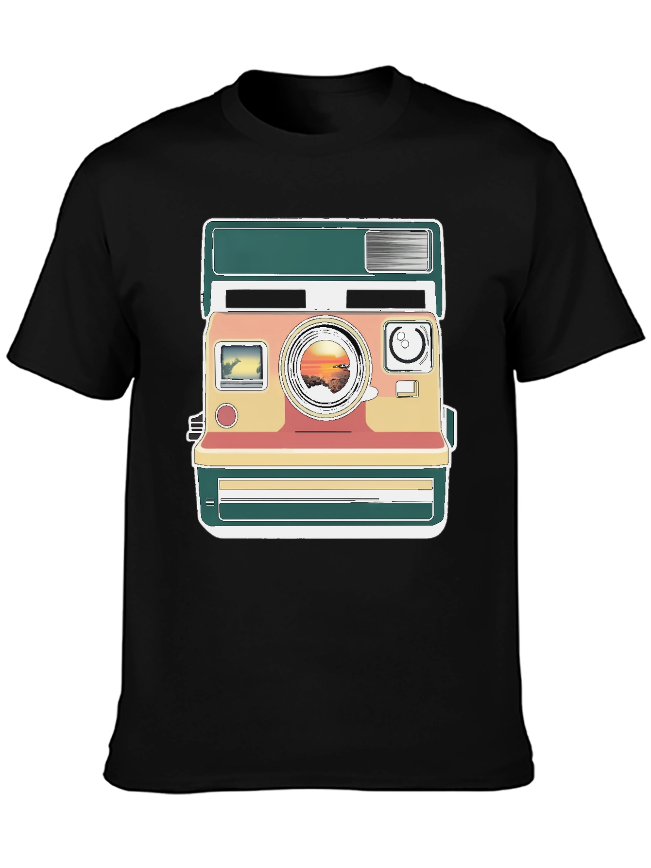 Retro Camera Graphic Tee - Trendy Mens Black T-Shirt