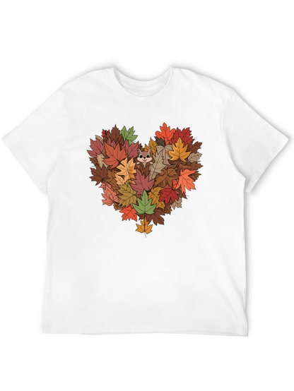 Fall Leaves Heart T-Shirt with Squirrel