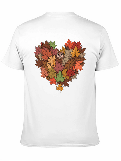 Fall Leaves Heart T-Shirt with Squirrel