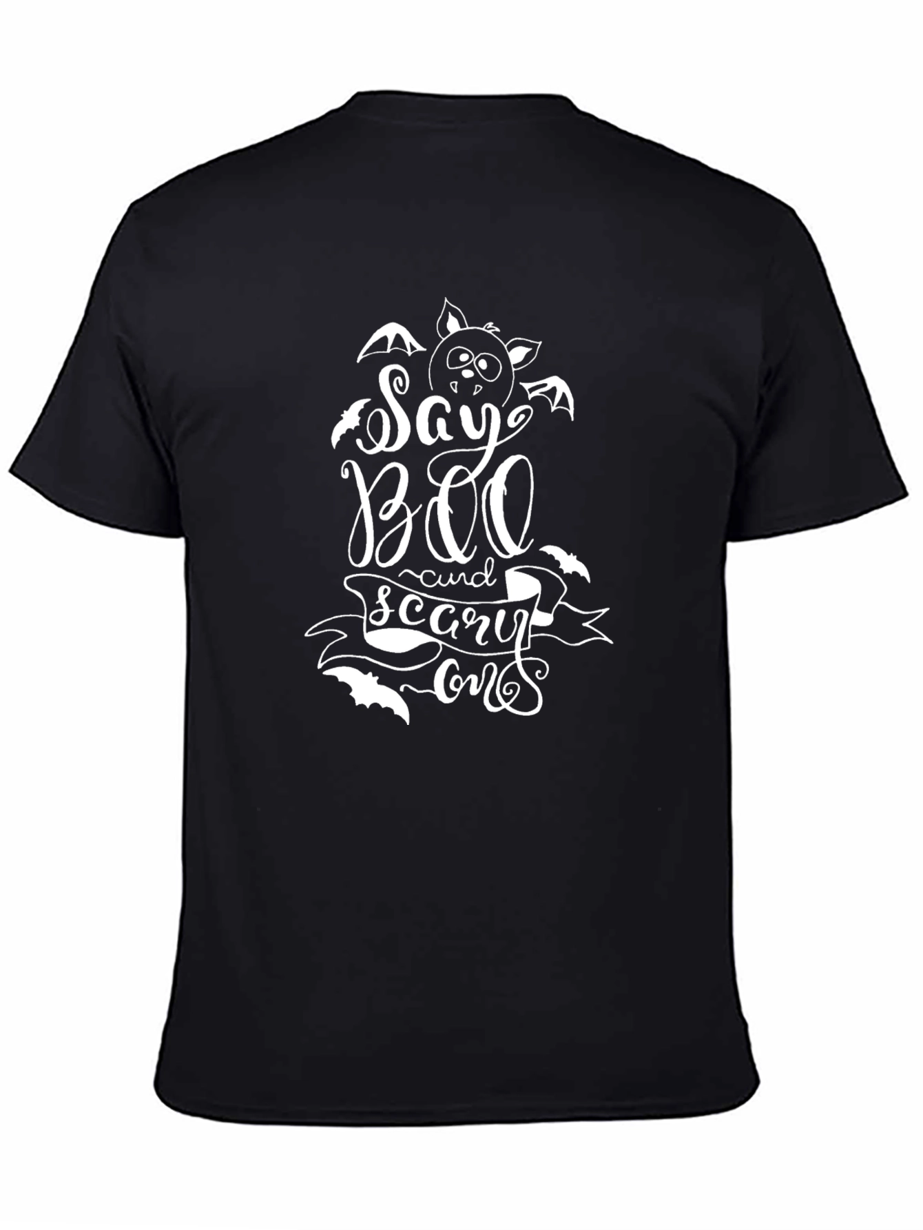 Say Boo Halloween Graphic Tee Shirt - Black