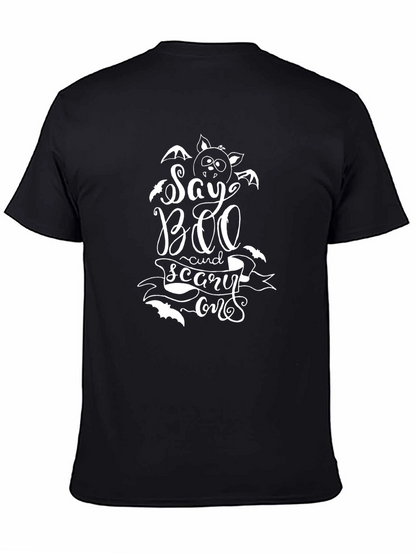 Say Boo Halloween Graphic Tee Shirt - Black