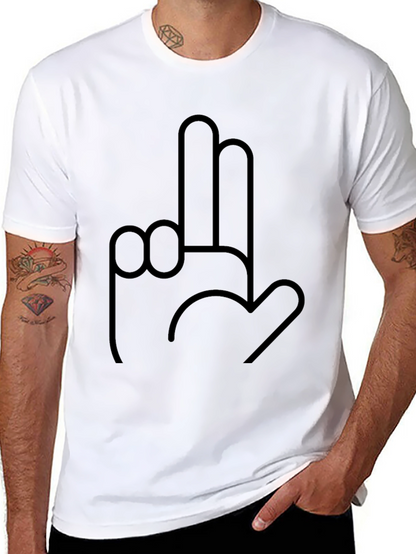 Novelty Hand Gesture Graphic Black T-Shirt