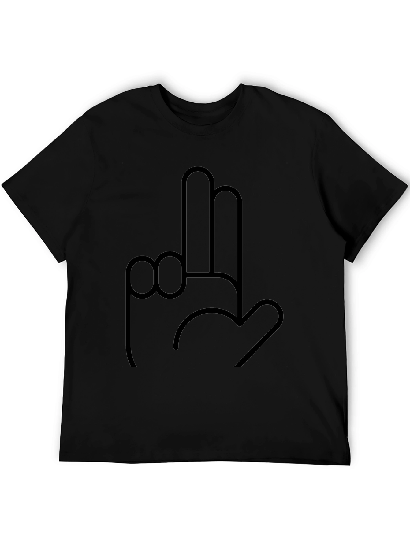 Novelty Hand Gesture Graphic Black T-Shirt