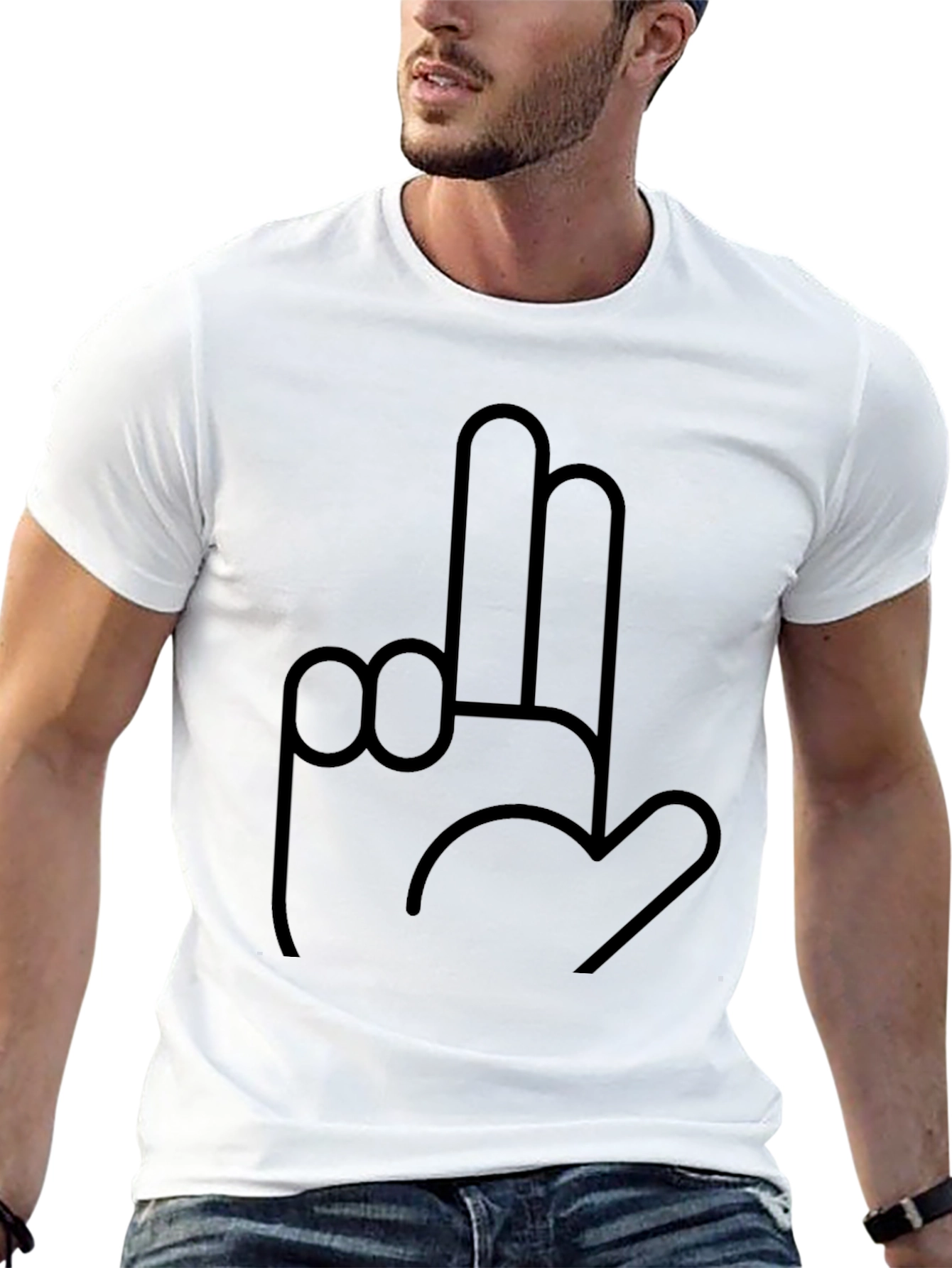 Novelty Hand Gesture Graphic Black T-Shirt