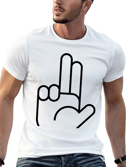 Novelty Hand Gesture Graphic Black T-Shirt