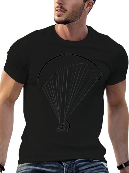 Paragliding Graphic Tee - Black Cotton Casual Shirt