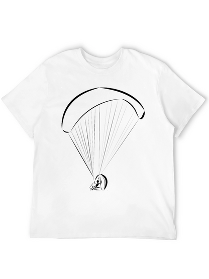 Paragliding Graphic Tee - Black Cotton Casual Shirt