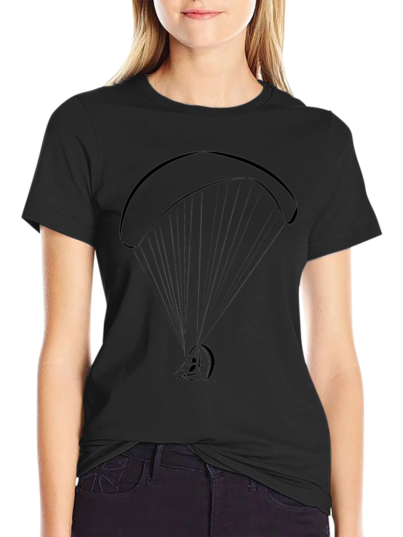 Paragliding Graphic Tee - Black Cotton Casual Shirt