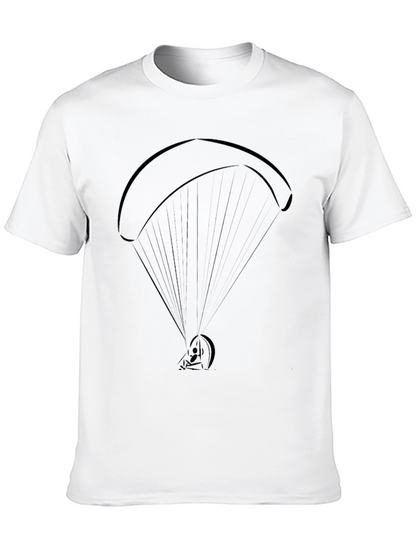 Paragliding Graphic Tee - Black Cotton Casual Shirt