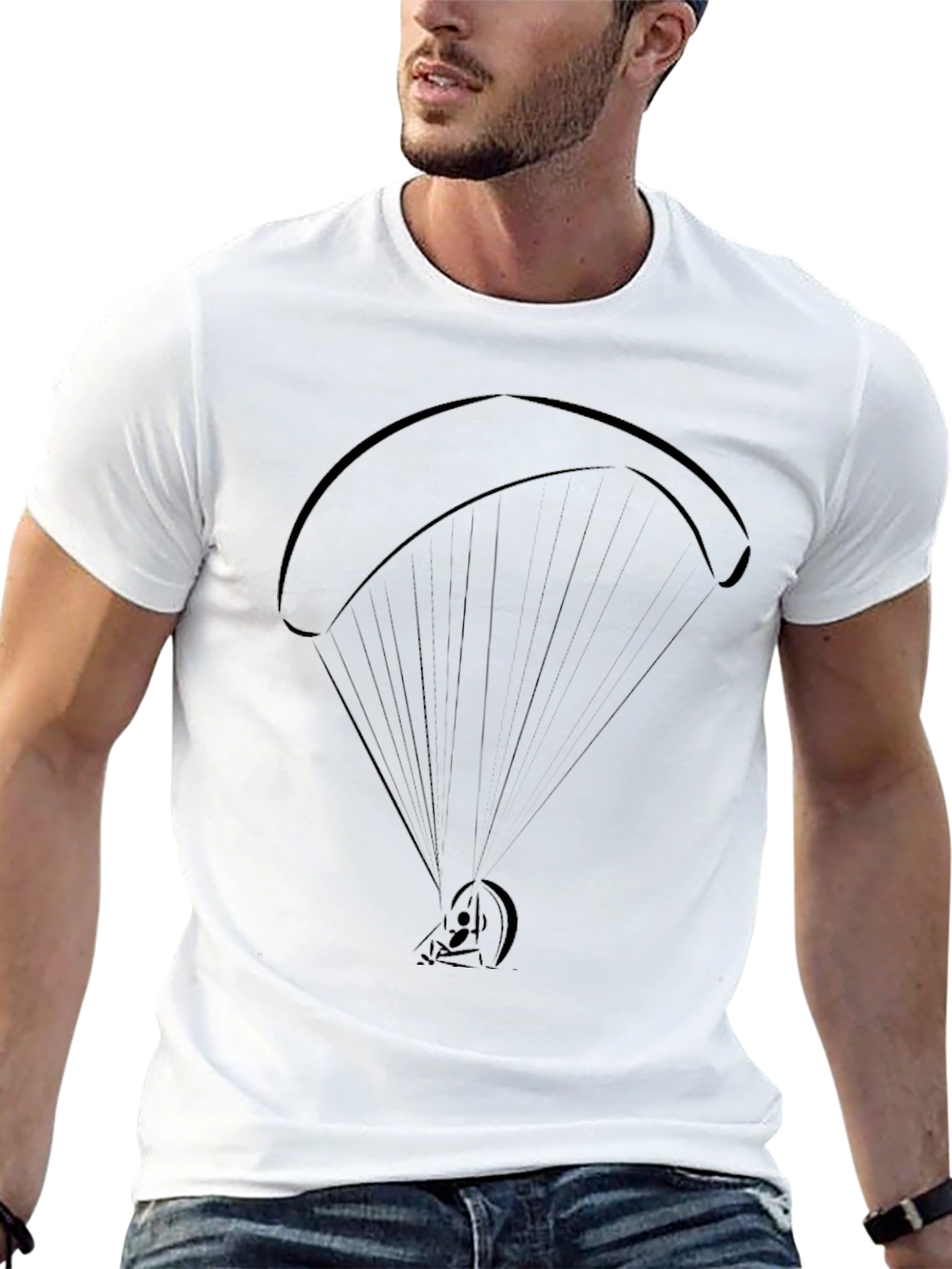Paragliding Graphic Tee - Black Cotton Casual Shirt