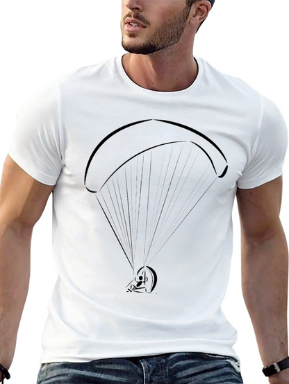 Paragliding Graphic Tee - Black Cotton Casual Shirt