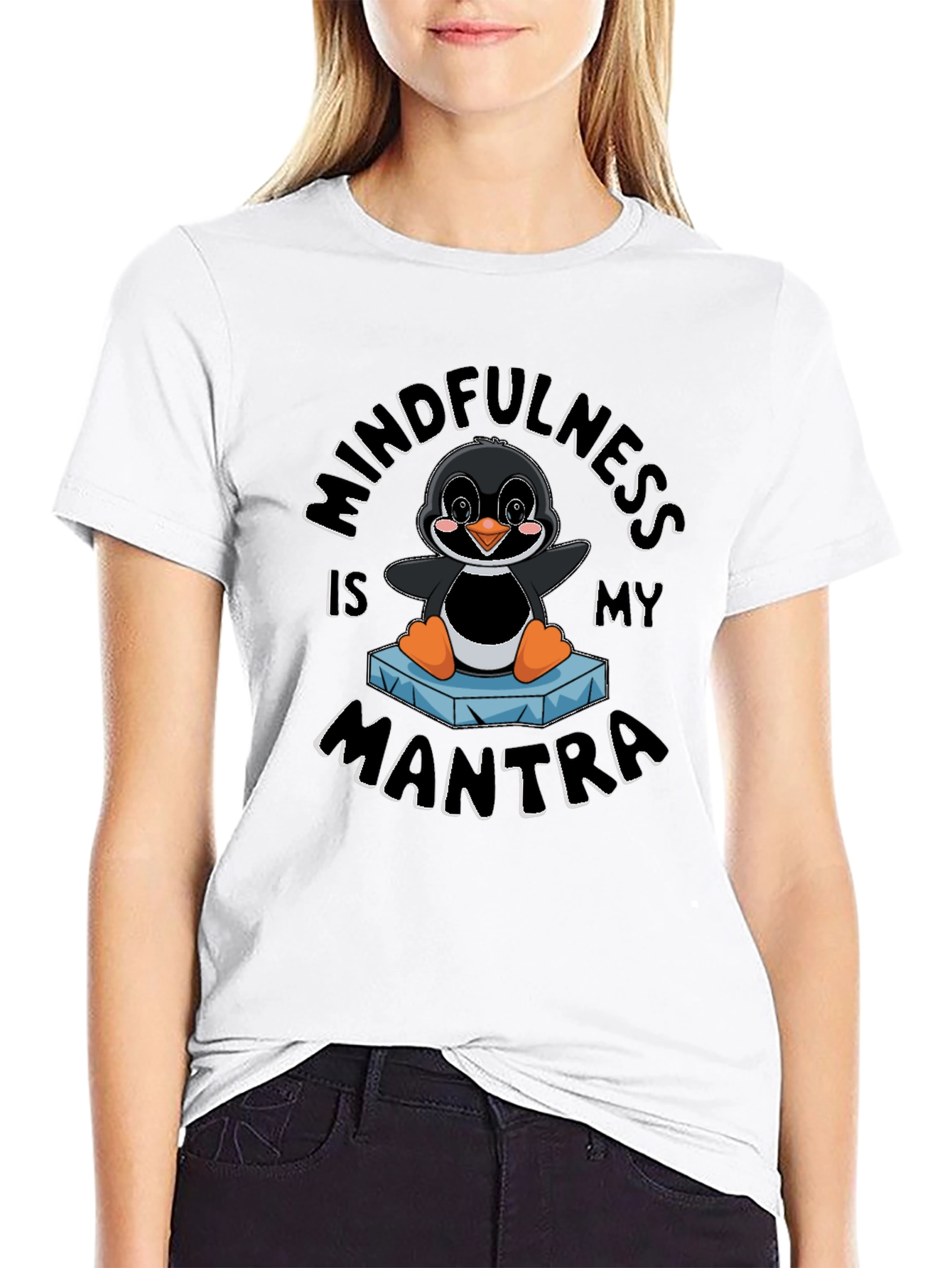 Mindfulness Penguin Black T-Shirt