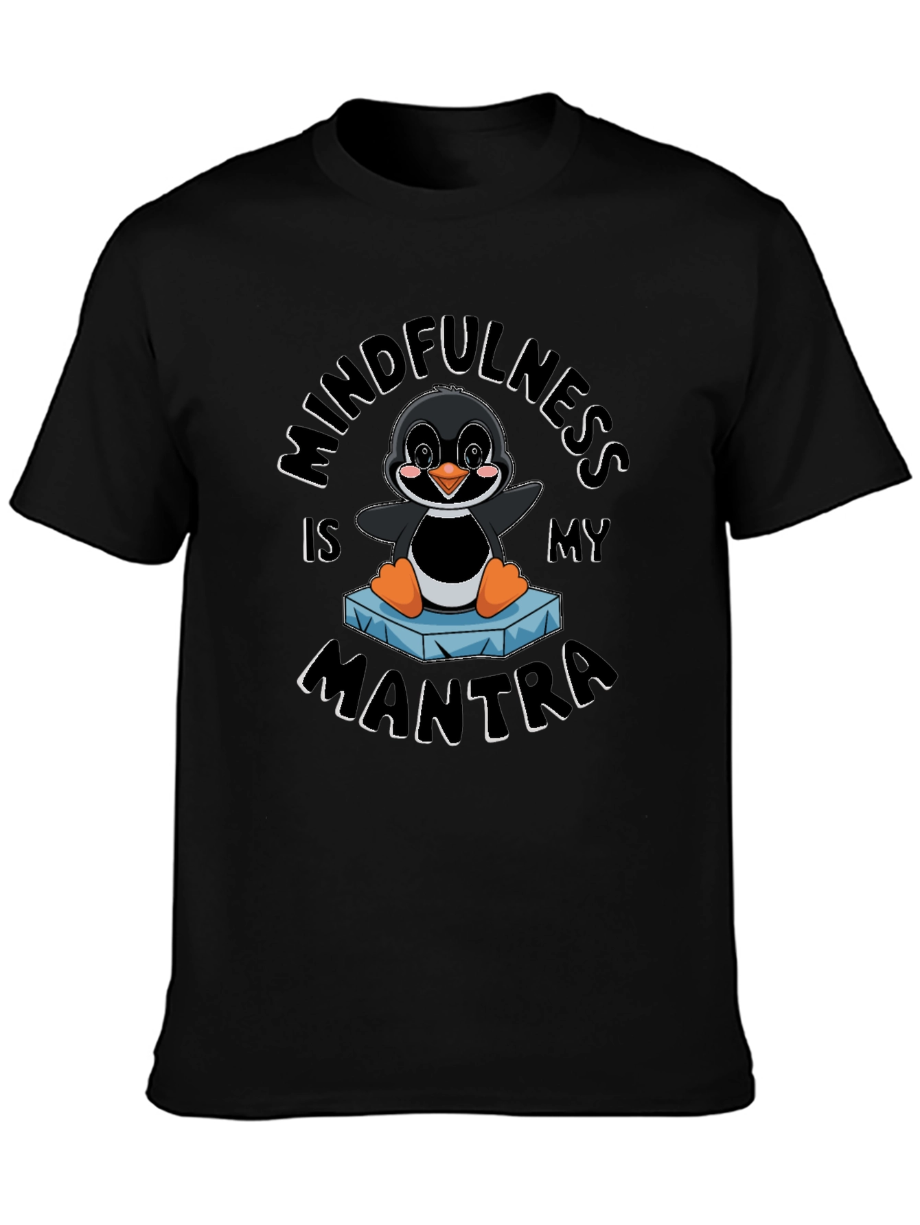Mindfulness Penguin Black T-Shirt