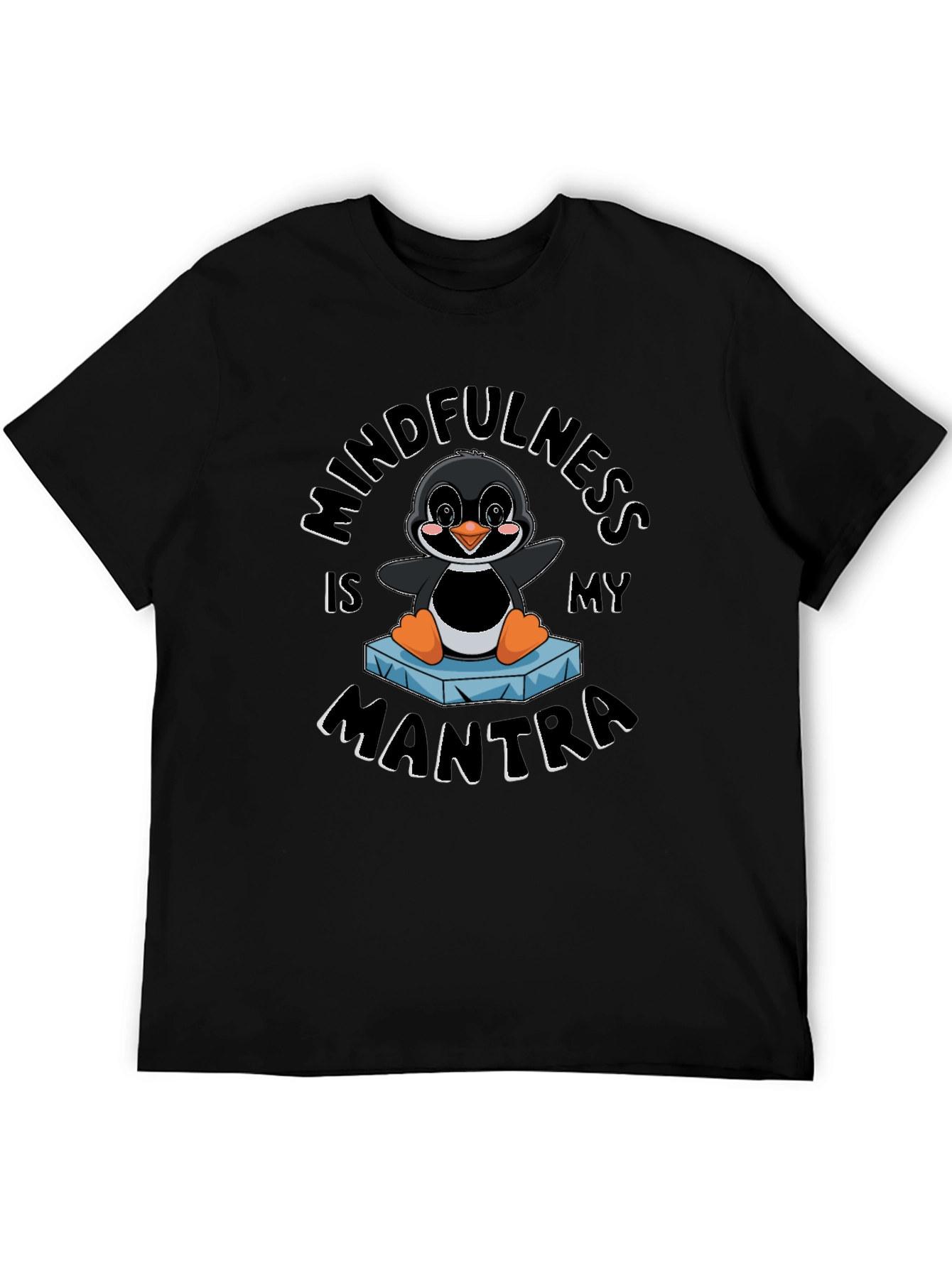 Mindfulness Penguin Black T-Shirt