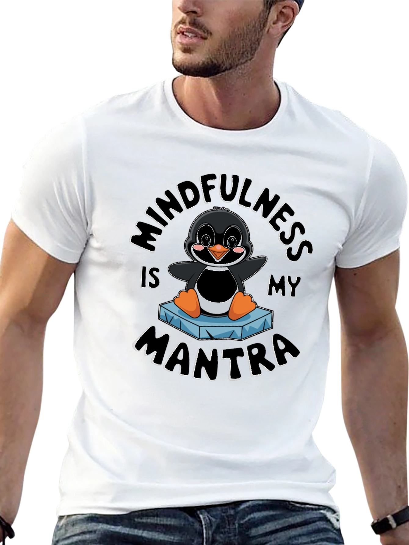 Mindfulness Penguin Black T-Shirt