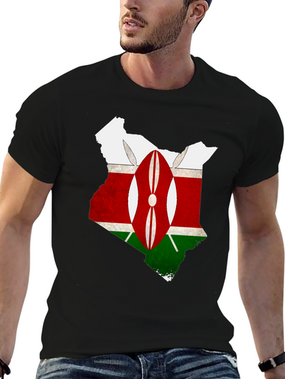 Kenya Flag Map T-Shirt - Black Graphic Tee