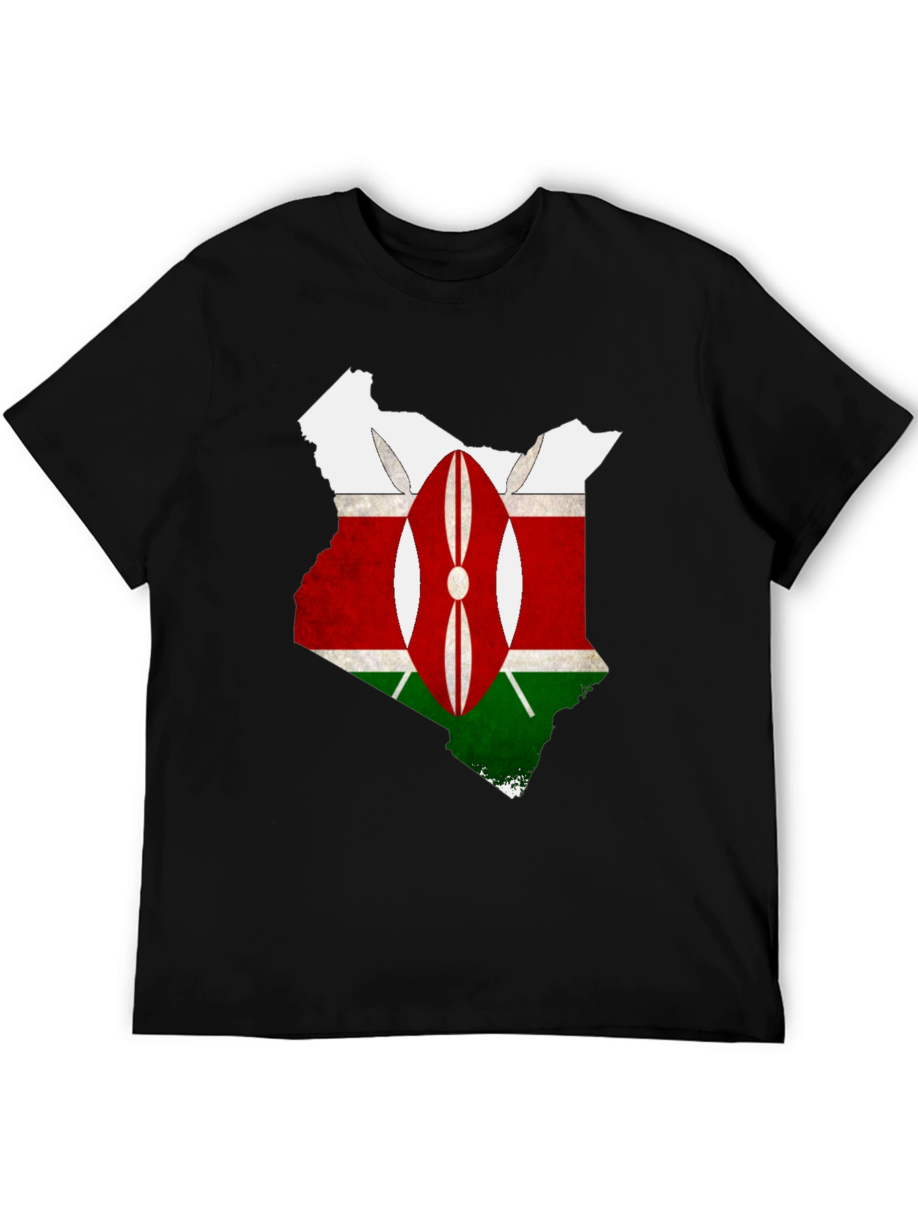 Kenya Flag Map T-Shirt - Black Graphic Tee