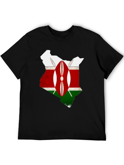 Kenya Flag Map T-Shirt - Black Graphic Tee