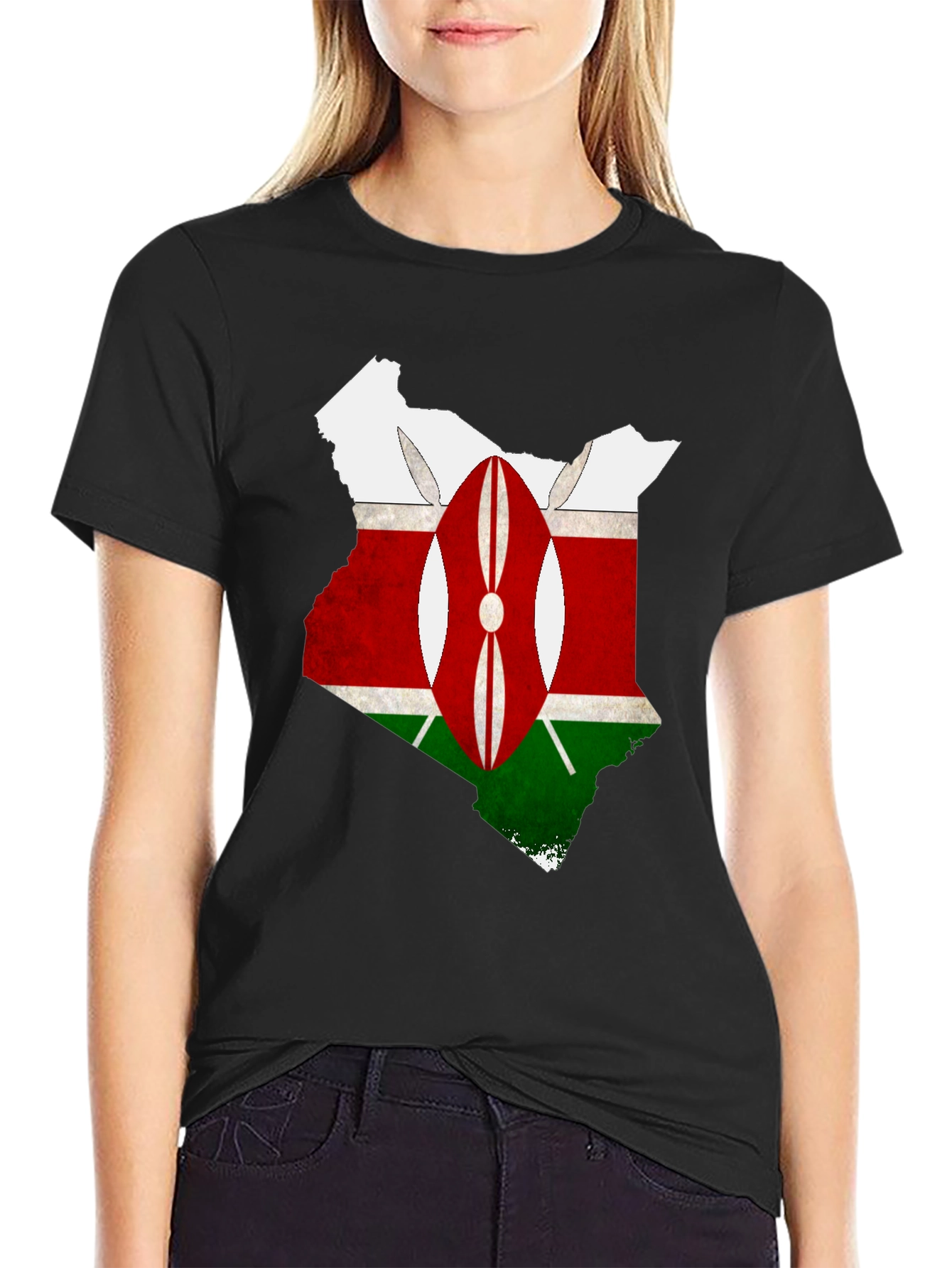 Kenya Flag Map T-Shirt - Black Graphic Tee