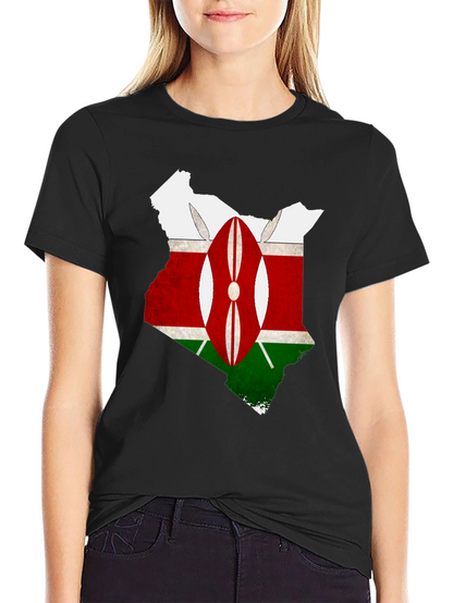 Kenya Flag Map T-Shirt - Black Graphic Tee