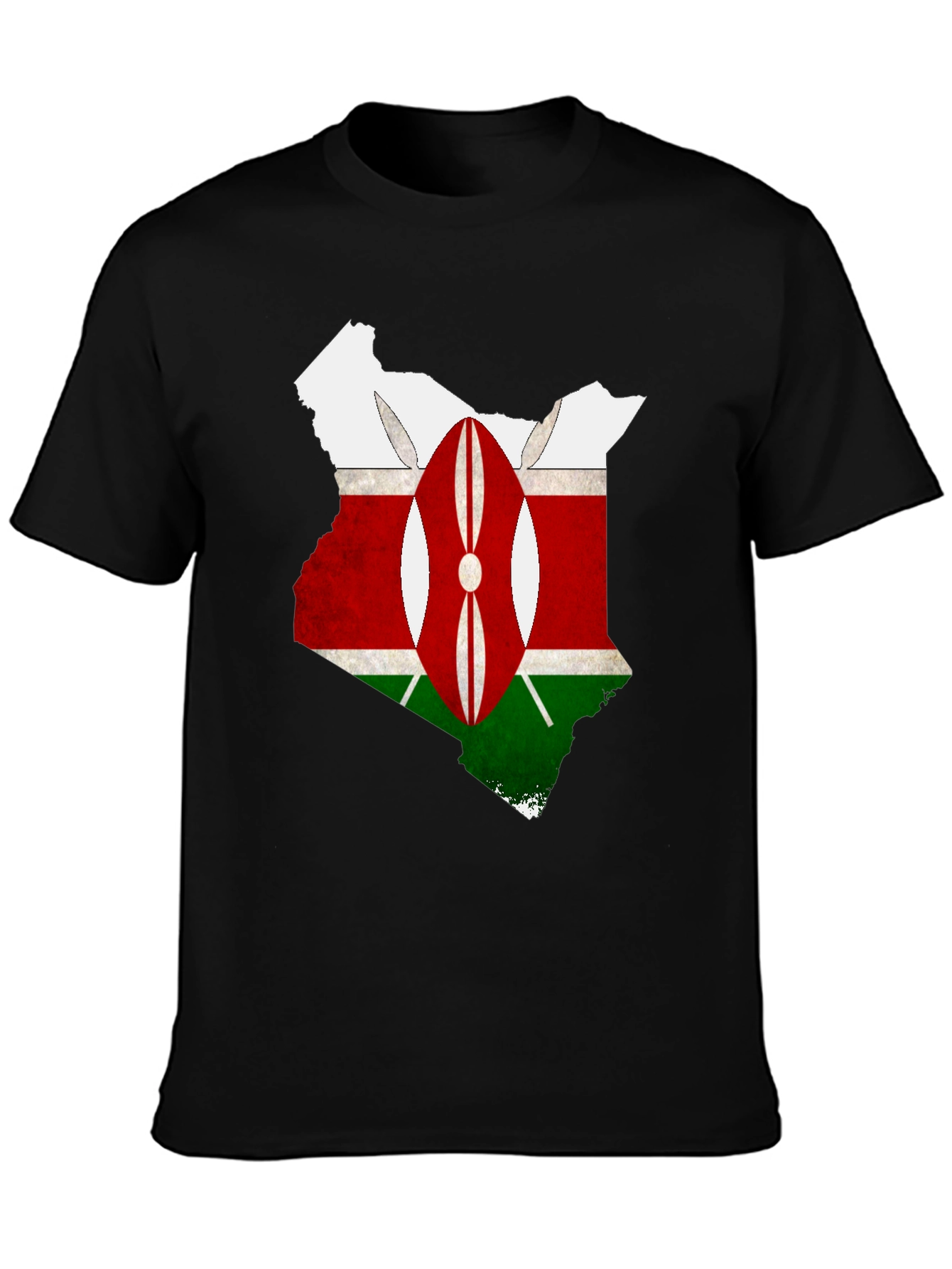 Kenya Flag Map T-Shirt - Black Graphic Tee