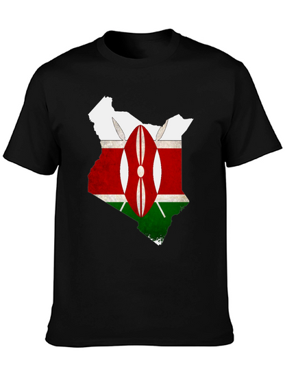 Kenya Flag Map T-Shirt - Black Graphic Tee