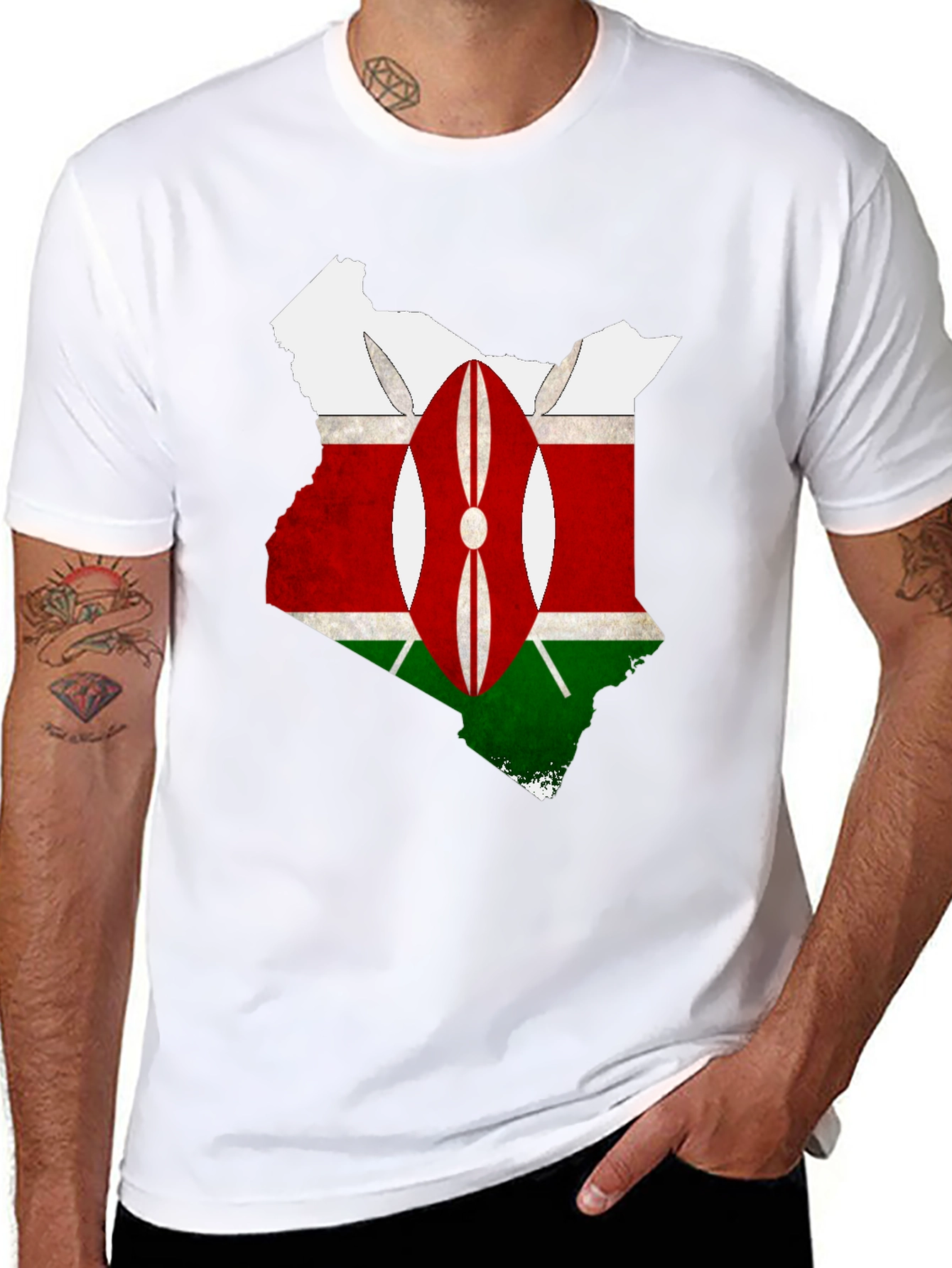 Kenya Flag Map T-Shirt - Black Graphic Tee