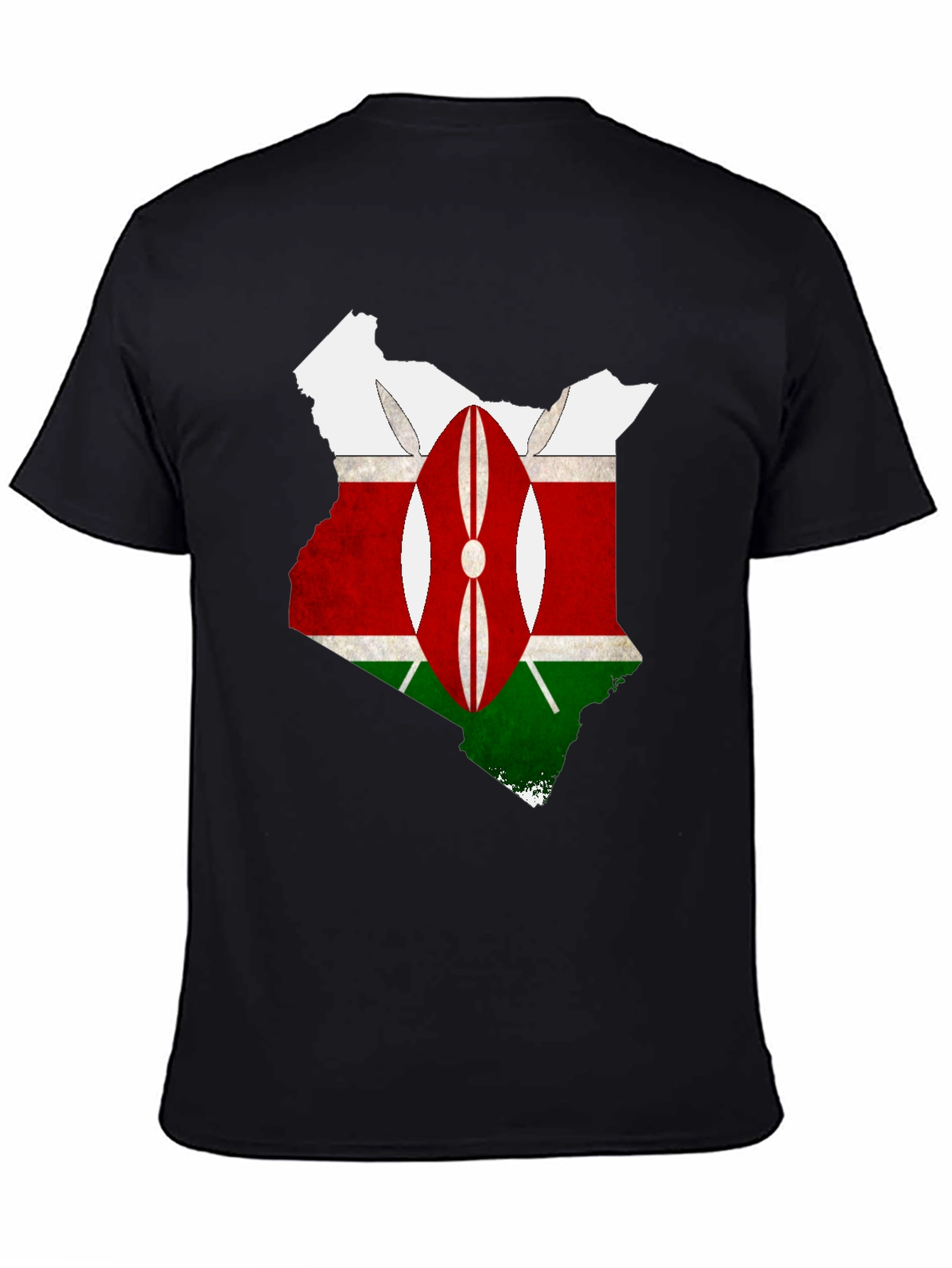 Kenya Flag Map T-Shirt - Black Graphic Tee