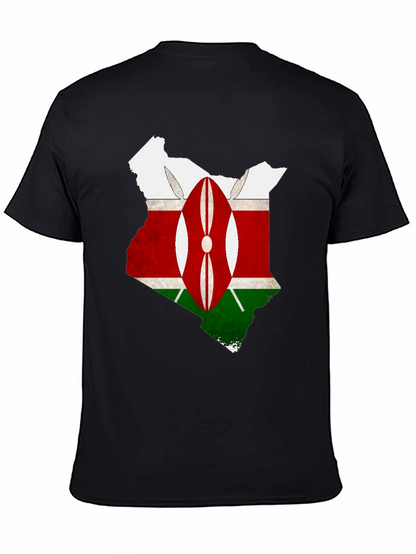 Kenya Flag Map T-Shirt - Black Graphic Tee