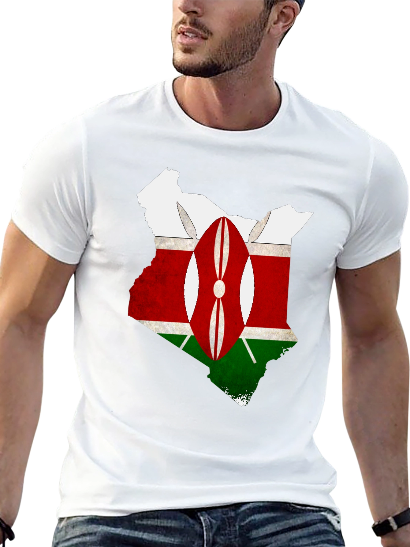 Kenya Flag Map T-Shirt - Black Graphic Tee