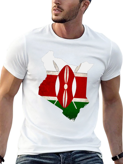 Kenya Flag Map T-Shirt - Black Graphic Tee