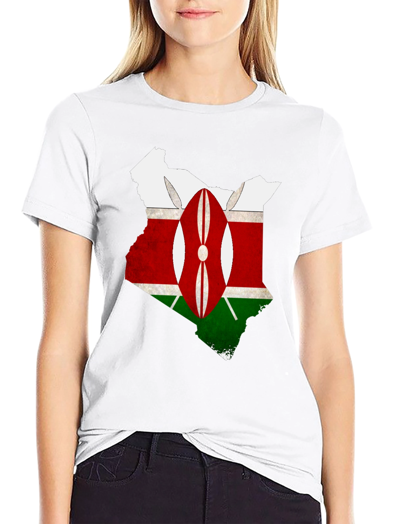 Kenya Flag Map T-Shirt - Black Graphic Tee