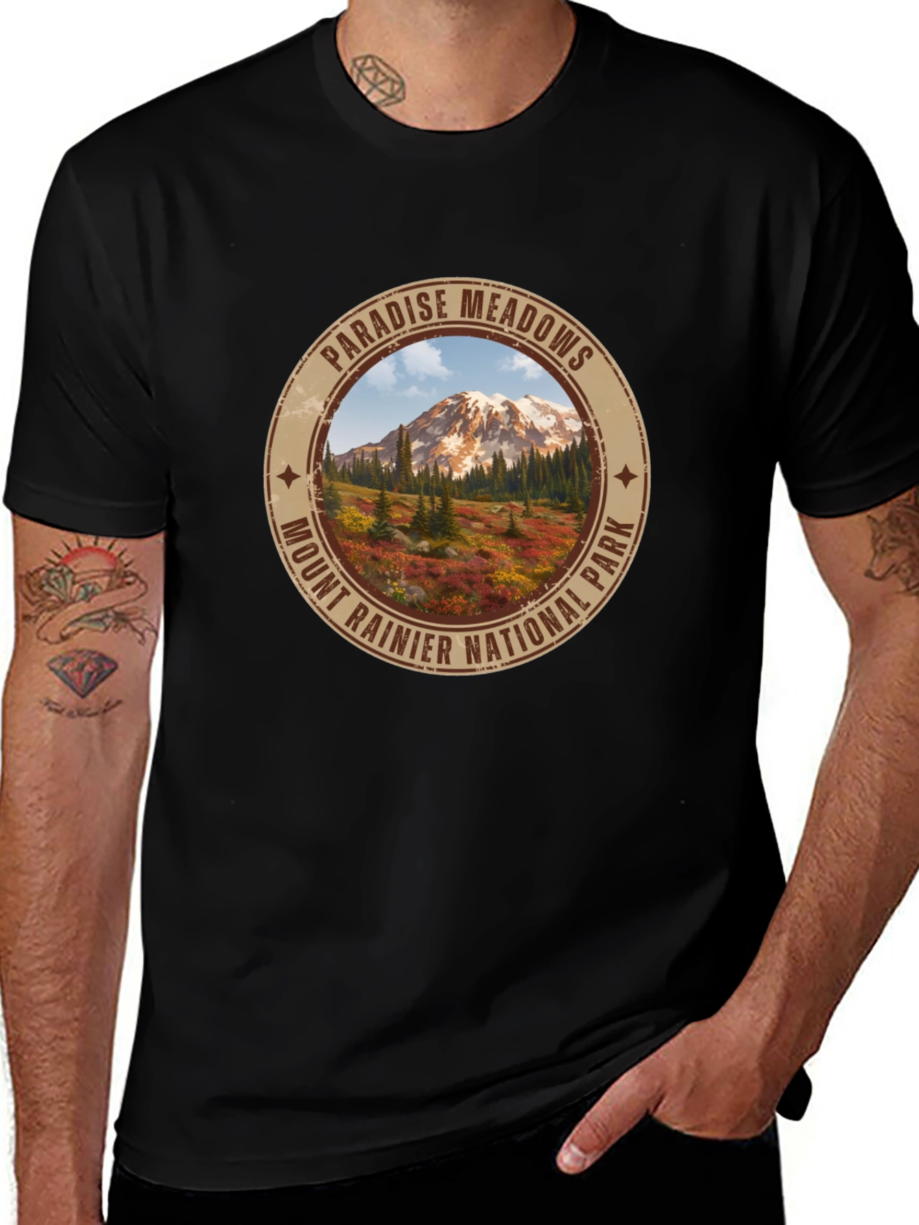 Paradise Meadows Mount Rainier T-Shirt