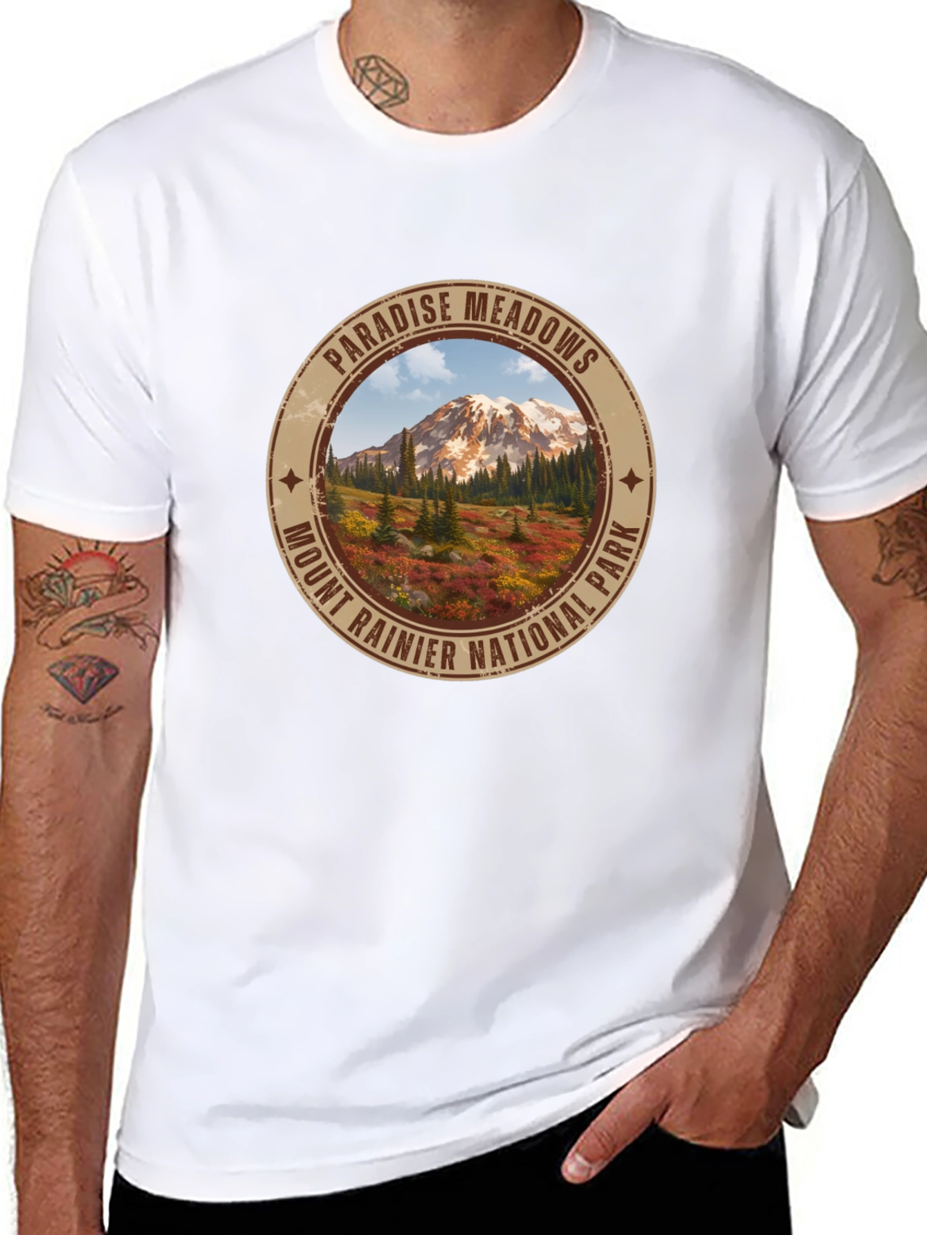 Paradise Meadows Mount Rainier T-Shirt