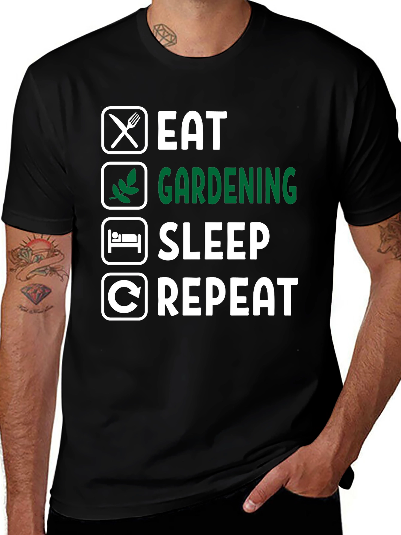 Eat Gardening Sleep Repeat Graphic Tee