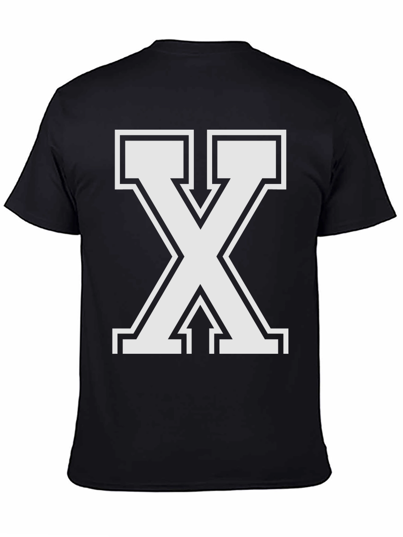Bold Letter X Graphic Tee - Black Cotton Blend