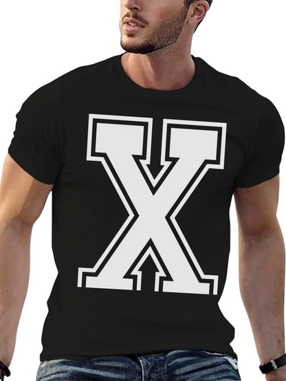 Bold Letter X Graphic Tee - Black Cotton Blend