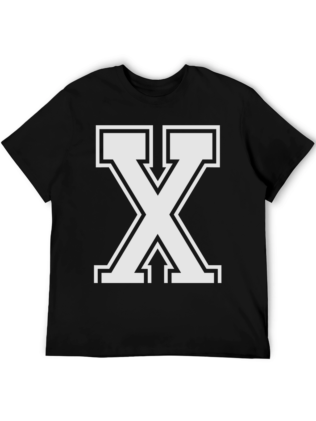 Bold Letter X Graphic Tee - Black Cotton Blend