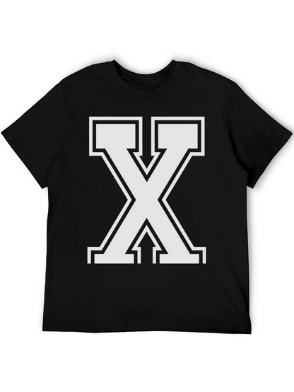 Bold Letter X Graphic Tee - Black Cotton Blend