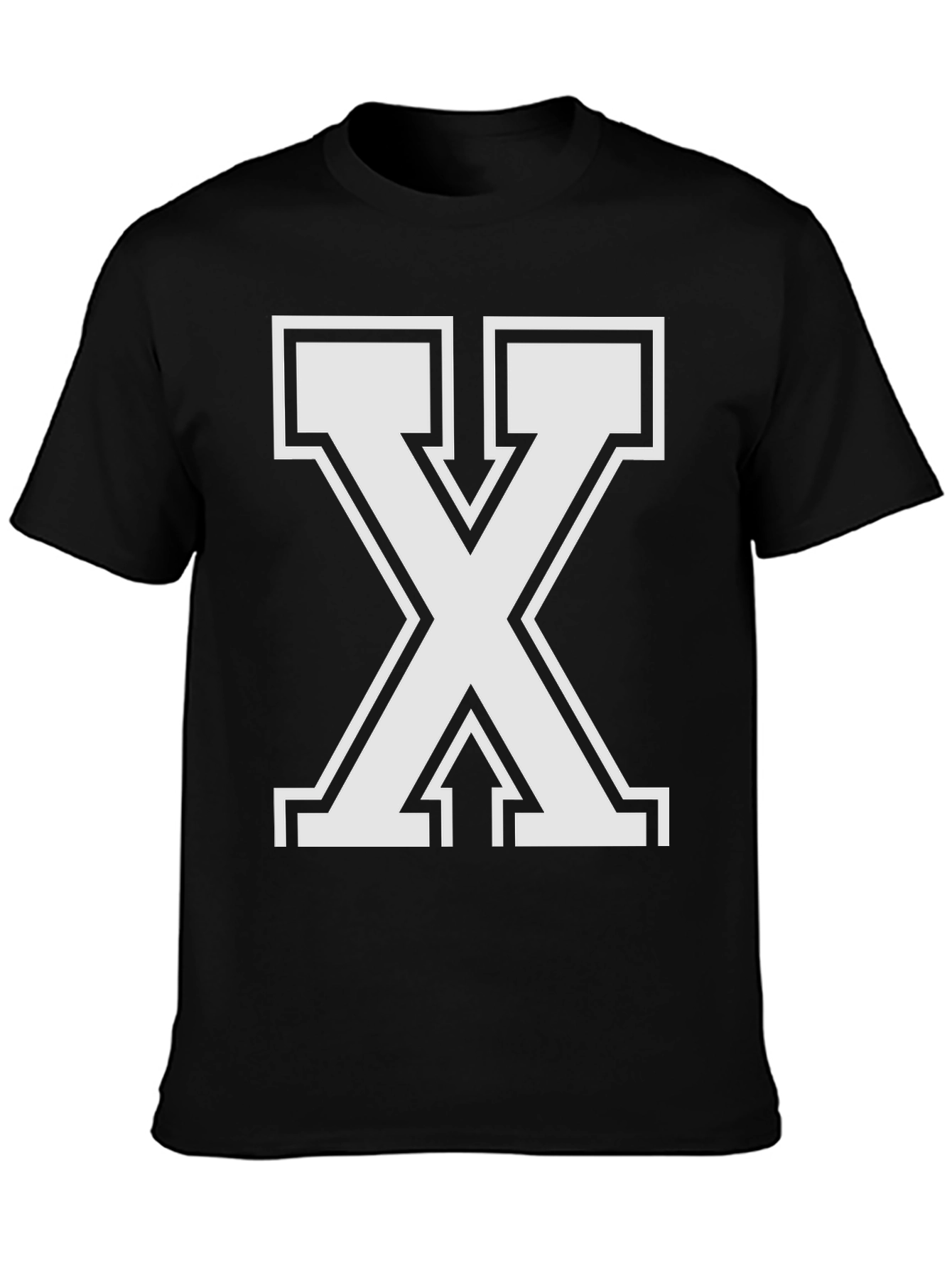 Bold Letter X Graphic Tee - Black Cotton Blend