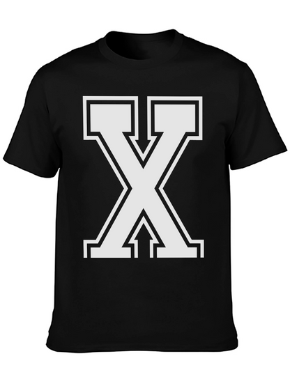 Bold Letter X Graphic Tee - Black Cotton Blend