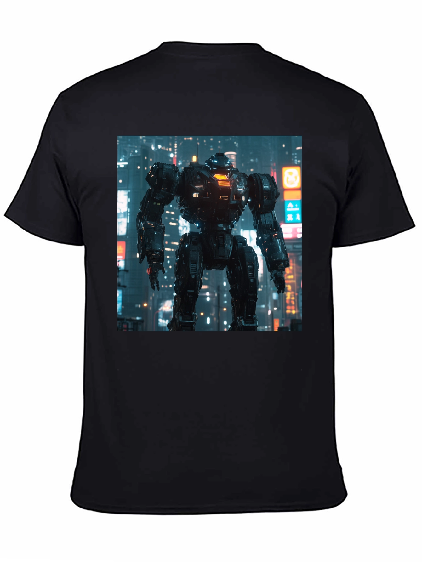 Sci-Fi Robot Graphic Black T-Shirt