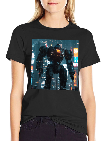 Sci-Fi Robot Graphic Black T-Shirt