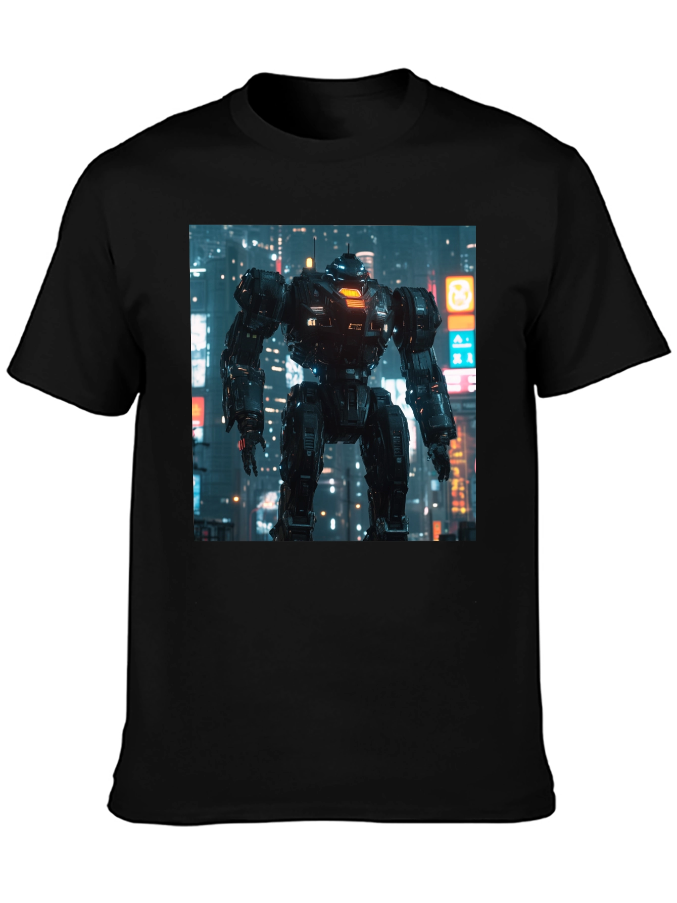 Sci-Fi Robot Graphic Black T-Shirt