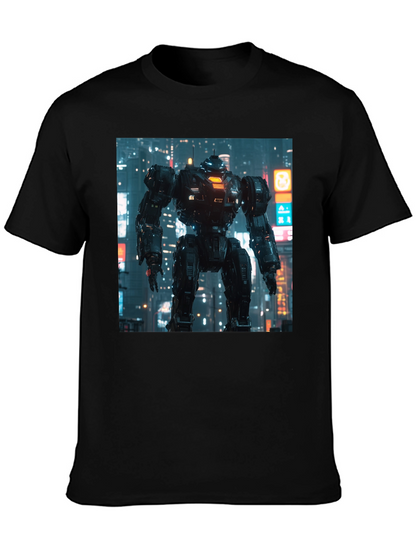 Sci-Fi Robot Graphic Black T-Shirt