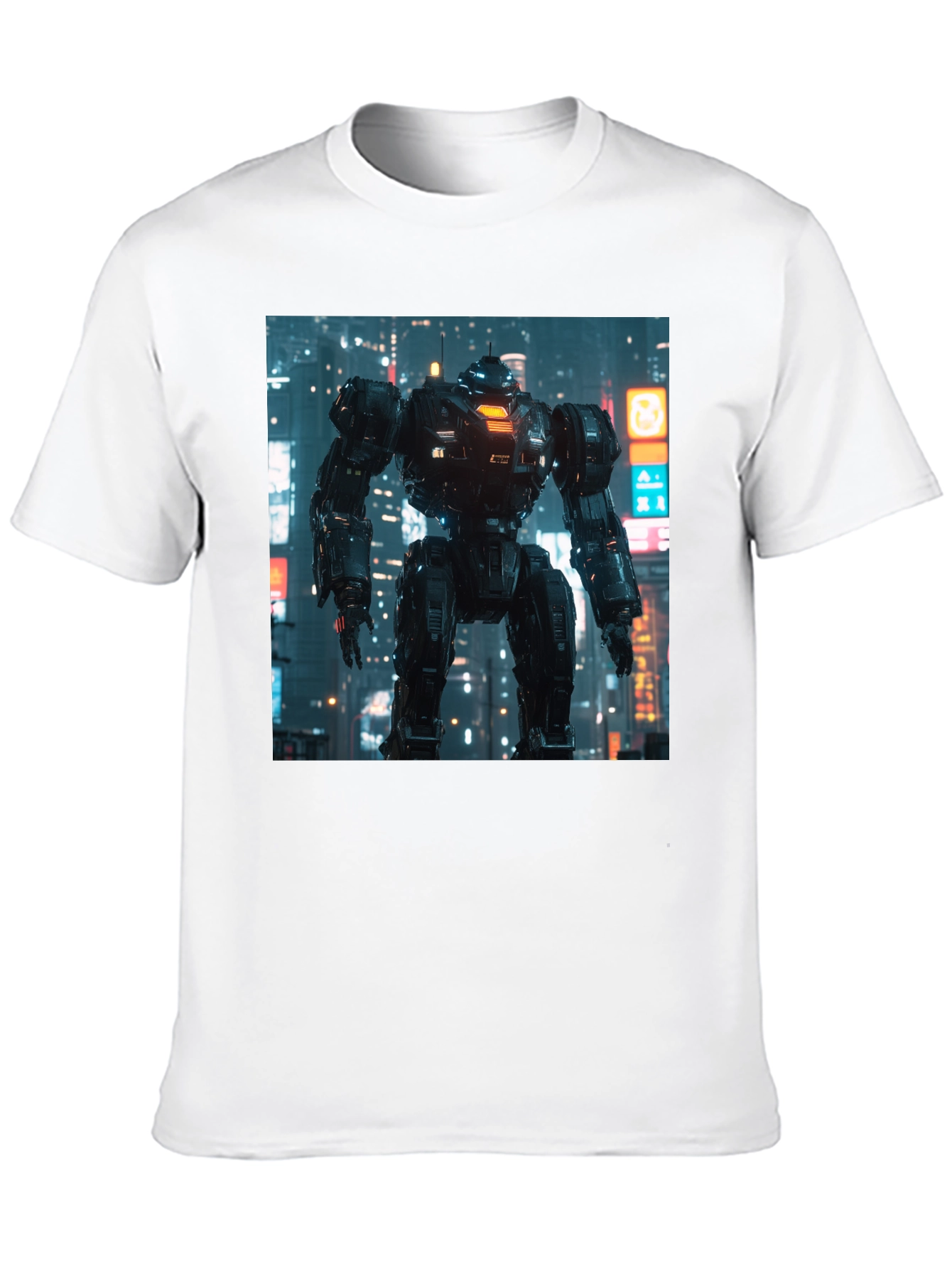 Sci-Fi Robot Graphic Black T-Shirt